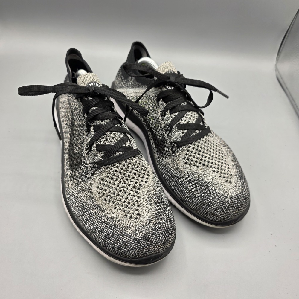 Nike Free RN Flyknit 2018 Sneakers Womens 8.5 Black White‎ Running Shoes